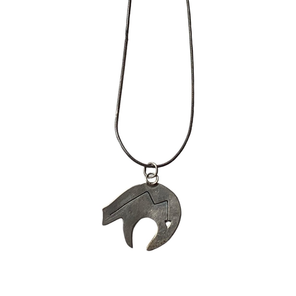 Navajo Native American Southwestern Sterling Silver Bear Unisex Necklace - Picture 2 of 7